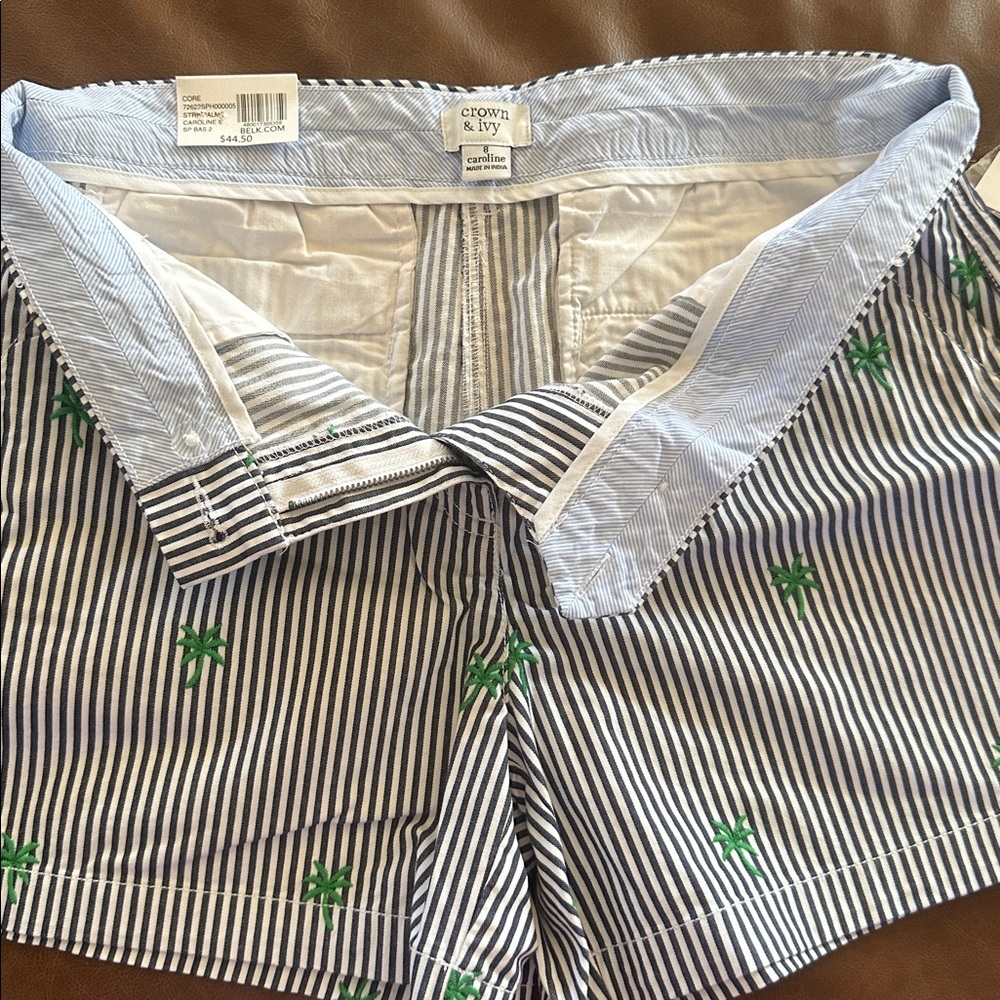 🌴Crown & Ivy Caroline Navy Stripe Palm Shorts Size 8 NWT - Picture 5 of 12